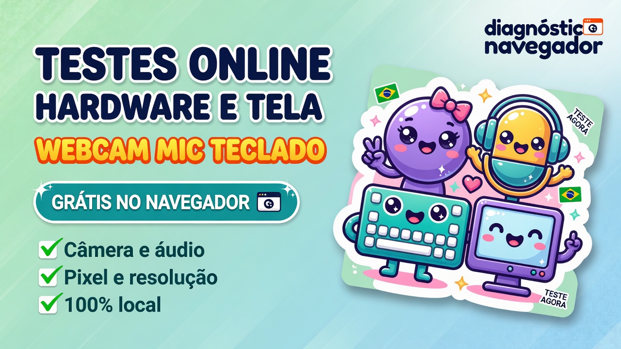 Testes de Navegador e Hardware Online - Webcam, Mic, Tela e Teclado